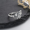 wholesale S925 Sterling Silver Vintage Creative Classical Hollow-Out Butterfly Design Ring, Personalized Fashion Literary Style Index Finger Ring-0-3