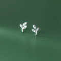 wholesale 925 Sterling Silver Diamond-Studded Olive Leaf Small Leaf Earrings, INS Style, M02329-0-0