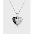 wholesale S925 Sterling Silver European and American Trendy OL Fashion Heart Collarbone Necklace Pendant with Diamond Accents and Romantic Drip Oil Pendant-0-0