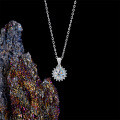 Metal Necklace, Classic Round Snowflake Pendant, 50-Point Moissanite, Live Stream Exclusive, Women's Style, Wholesale-0-1