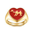 wholesale S925 Sterling Silver Red Enamel Camel Ring, Earrings, Bracelet Set with Heart-Shaped Pin-0-4