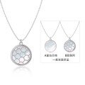 wholesale S925 Sterling Silver Cross-Border Hot-Selling Women's Necklace with White Shell Fishnet Double-Sided Pendant, Stylish and Versatile Choker-0-5