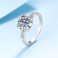 wholesale PT925 Silver Plated with PT950 Gold, T-style Bull Head Design, 1-carat Moissanite Ring for Women, Direct from Manufacturer-6.5m Zircon No. 11