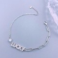 wholesale S925 Sterling Silver Maker's Lucky Geometric Letter Bracelet with Diamond Accents for Women, Fashionable and Niche Design Jewelry-0-1