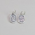wholesale 925 Sterling Silver Simplified Buddha Pendant with Sanskrit Inscription on Back, Retro Ethnic Style Personalized DIY Charm-0-5