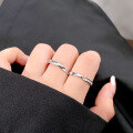 wholesale S925 Sterling Silver Couple Rings, Möbius Band Rings, Minimalist Design, Small and Unique, Matching Pair with Diamond Inlay Gift-0-4