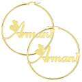 wholesale Metal exaggerated minimalist openwork gold-plated personalized font name hoop earrings-0-4