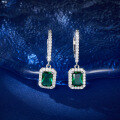 wholesale S925 Sterling Silver Emerald Ear Clasp Necklace Set, Simple Fashion Elegant Retro High-End Jewelry Gift-0-2
