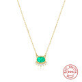 wholesale S925 silver metal egg-shaped diamond-encrusted paperclip pendant necklace, trendy INS accessory-0-6
