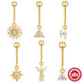 wholesale S925 Sterling Silver Snowflake Marquise Diamond Ball Flat Back Vertical Threaded Ear Cartilage Stud-0-0