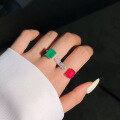 wholesale Metal material first, Zhuo Zhifan Jewelry new women's simulated emerald open ring,,-0-3