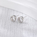 wholesale S925 Sterling Silver Smooth Bubble Stud Earrings for Women, Fashion Minimalist Elegant with Round Cubic Zirconia Inlaid, Suitable for Pierced Ears-0-0