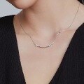 wholesale S925 Sterling Silver Smiling Face Diamond Inlaid Necklace, Fashion Women's Daily Korean Style Minimalist Design Premium Versatile Collarbone Chain-0-1