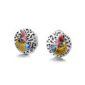wholesale S925 Sterling Silver Retro Vintage Heavy Craft Resin Koi Creative Ethnic Ancient Style Stud Earrings-0-4