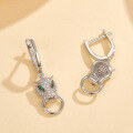 wholesale S925 Sterling Silver Inlaid Zircon Leopard Earrings, Fashionable, Luxurious, Vintage, High-End-0-2