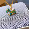 wholesale Gold-Plated S925 Ancient Silver Enamel Lucky Rocking Horse Necklace Bracelet Pendant DIY Accessories-0-3