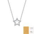 Sterling Silver Hollow-Out Wish Star Moon Necklace, Non-Fading Moissanite, Ins Style-0-5
