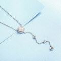 wholesale S925 Sterling Silver Women's Freshwater Pearl Pendant Moissanite Collarbone Chain Korean Style Luxury Line Tassel Necklace-0-2