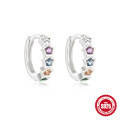 wholesale S925 Sterling Silver Rainbow Colored Star Moon Earrings with Diamond Accents for Daily Wear-0-14