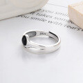 wholesale S925 sterling silver double-layer black agate drip resin design ring, trendy ins minimalist style index finger ring-0-2