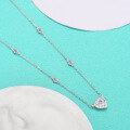wholesale S925 Sterling Silver Moissanite Diamond Heart Pendant Collarbone Necklace, High-End Elegant Simple and Versatile Gift for Girlfriend-0-2