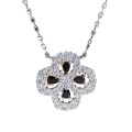 wholesale S925 Sterling Silver Four-Leaf Clover Necklace Women's Ins Style Minimalist Versatile Chain Black HW Style Full Diamond Collarbone Necklace Wholesale-0-3