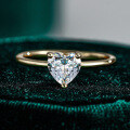 18K Gold Plated S925 Silver 1ct Moissanite Heart-Shaped Ring-0-4