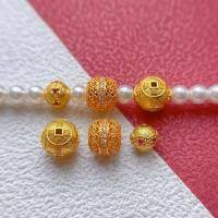 wholesale Gold-plated 925 Ancient Silver Dragonfly Eye Spacer Bead, Rhinestone Hollow-Out Old-Type Z Wealth and Treasure Round Bead for DIY Beading-Auspicious cloud separated by a bead