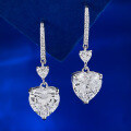 wholesale S925 Sterling Silver 10*10 Heart-Shaped Long Drop Hook Earrings with Pink, White, and Yellow High-Carbon Diamonds-0-1
