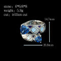 wholesale 925 Silver Gold-Plated Ring with High Carbon Diamond Blue Enamel Royal Blue, Hot-Selling Niche Jewelry Versatile Accessory Women's Ring-0-1