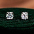 925 Sterling Silver Four-Prong 05ct Moissanite Hoop Earrings-0-0