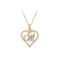 Metal Alloy Dual Heart Moissanite Necklace for Women-0-5