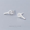 wholesale S925 Silver Earrings Women Korean Style Small Fresh Diamond-Inlaid Tennis Racket Sweet Sporty Cute Ear Accessories G0391-0-2