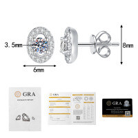 S925 Sterling Silver Moissanite Egg-shaped Stud Earrings-20 points + 20 points Moissanite  925 Silver
