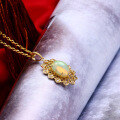 wholesale 10K Gold ArtLi New Jewelry Vintage Royal Style Natural Opal with Lace Edge Elegant Necklace-0-3