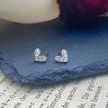 wholesale S925 Silver Minimalist Heart-shaped Earrings with Small Fresh Love Micro-set Zircon Studs for Women, Source Spot Wholesale-0-0
