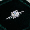 S925 Sterling Silver 1-Carat Moissanite Square Closed-Shank Ring Wholesale Group Setting Simple Four-Prong-0-4
