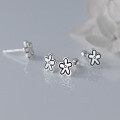 wholesale S925 Sterling Silver Minimalist Line Five-Petal Flower Stud Earrings with Spiral Design M04865-0-0