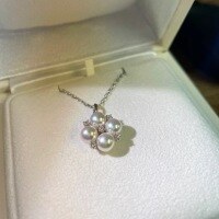 wholesale S925 Sterling Silver Pearl Four-Leaf Flower Pendant Necklace, Minimalist Luxury Japanese-style Delicate Four-Leaf Clover Collarbone Chain-Platinum 925 silver