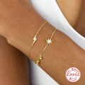 wholesale S925 Sterling Silver Plated K Gold Octagonal Star Diamond Inlaid Bracelet, Viral TikTok Accessory-0-3