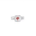 wholesale Sterling Silver Trendy TikTok Viral Mahjong "Red Zhong" Ring for Women, Minimalist Ins Design with High-End Elegance Adjustable Open Band-0-4