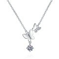 S925 Silver Double Butterfly Pendant 1-Carat Unique Exquisite Micro-Set Moissanite Necklace-0-3