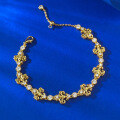 wholesale S925 Sterling Silver Gold-Plated Vintage Filigree Fleur-de-Lis Royal Style Adjustable Delicate Bracelet-0-1