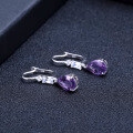 wholesale S925 Silver Natural Amethyst Gemstone Elegant Earrings, European and American Fashion Colored Crystal Stone Ear Jewelry-0-1