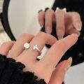 wholesale S925 Sterling Silver Adjustable Open Heavy Work Round Ring Women's Korean Summer New Ins Trendy Finger Ring-0-4