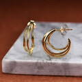 wholesale S925 Silver Gold-Plated Minimalist Design Crescent Moon Stud Earrings Set for Women-0-2