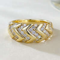 wholesale S925 Gold-Plated Ins Style Rippling Stackable Ring, Mu Jing Jewelry's New Romantic Series-R659 Gold 6