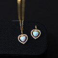 wholesale S925 Sterling Silver Fresh Sweet Ins Style Design Inlaid Opal Heart Necklace Y01576-0-0