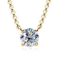 S925 Silver Invisible Necklace with 1ct D Color Moissanite Square Pendant-Lu Si's Necklace [3 Carat] K Gold  925 Silver