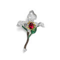 wholesale Gold Plated 925 Sterling Silver Brooch with High-Carbon Diamonds and GRC Lab-Grown Ruby Jewelry for Women-0-0